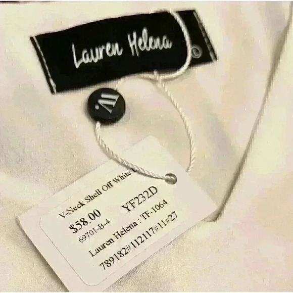 Lauren Helena Sleeveless V-Neck Shell Blouse in Off White, Sz Large, NEW NWT $58 - Picture 6 of 8